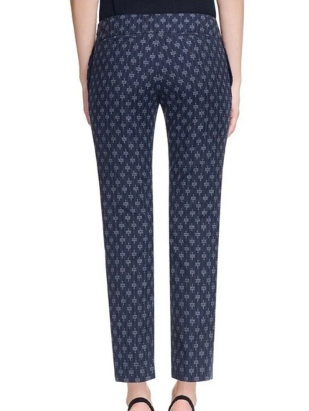 Tory Burch Navy Pinstriped T Patterned Pants Size 8 Quiet Luxury Contemporary